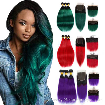 Wholesale Ombre Bundles,Grey Blue Purple Color Human Hair Weave Bundles , Natural Virgin ombre Brazilian Hair bundles